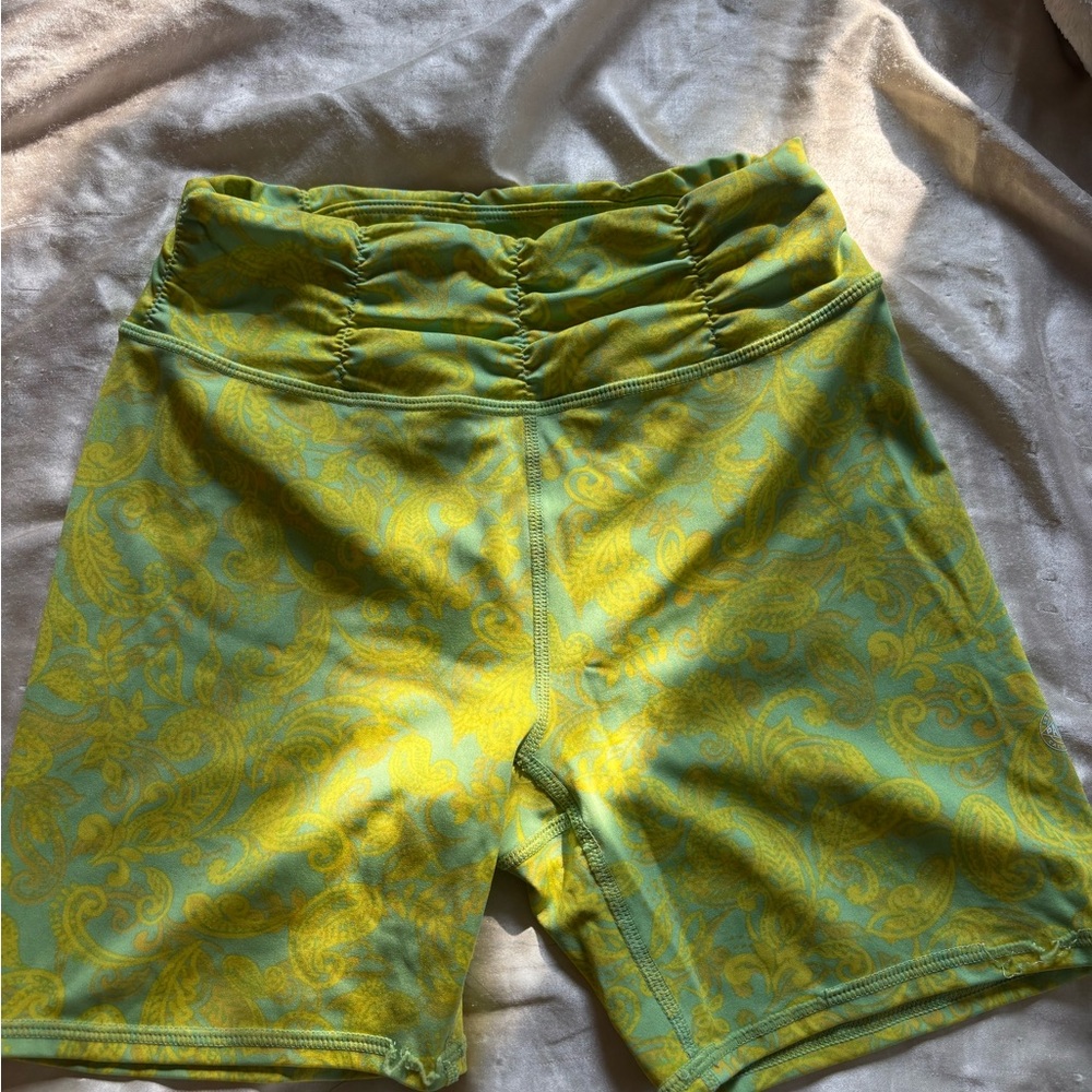 La Hearts High Waist Yellow and Green Shorts - Picture 3 of 5